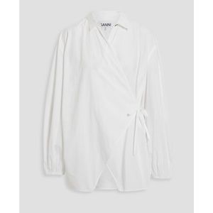 Ganni Cotton-poplin Wrap Blouse size 36